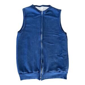 Vintage 70s 80s Navy Blue Insulated Thermal Lined Zip Up Sweatshirt Vest / S M